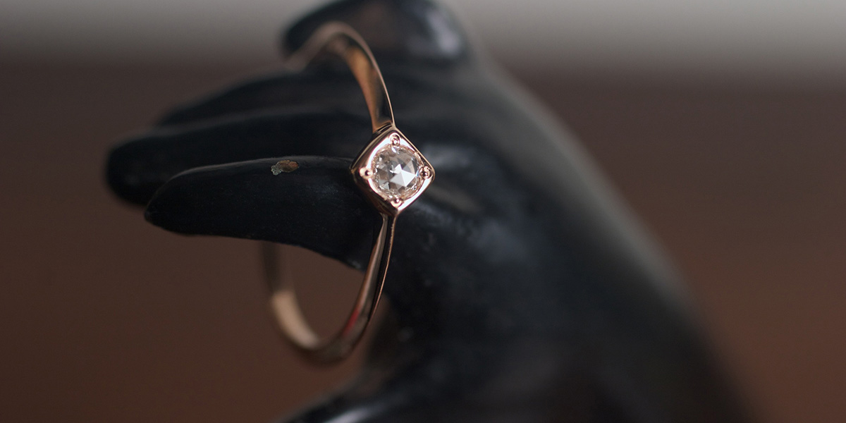 0.3ct ローズカットダイヤ K18PG